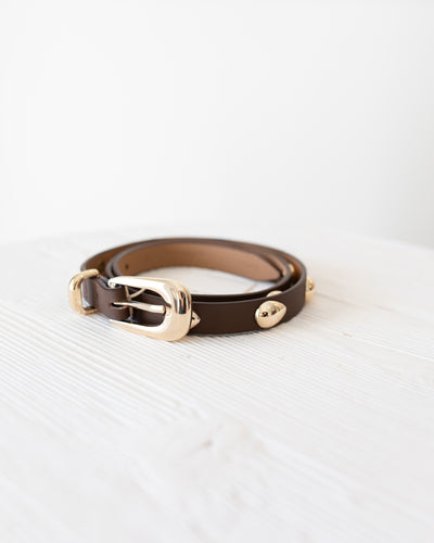 Teardrop Studded Belt in Dark Brown