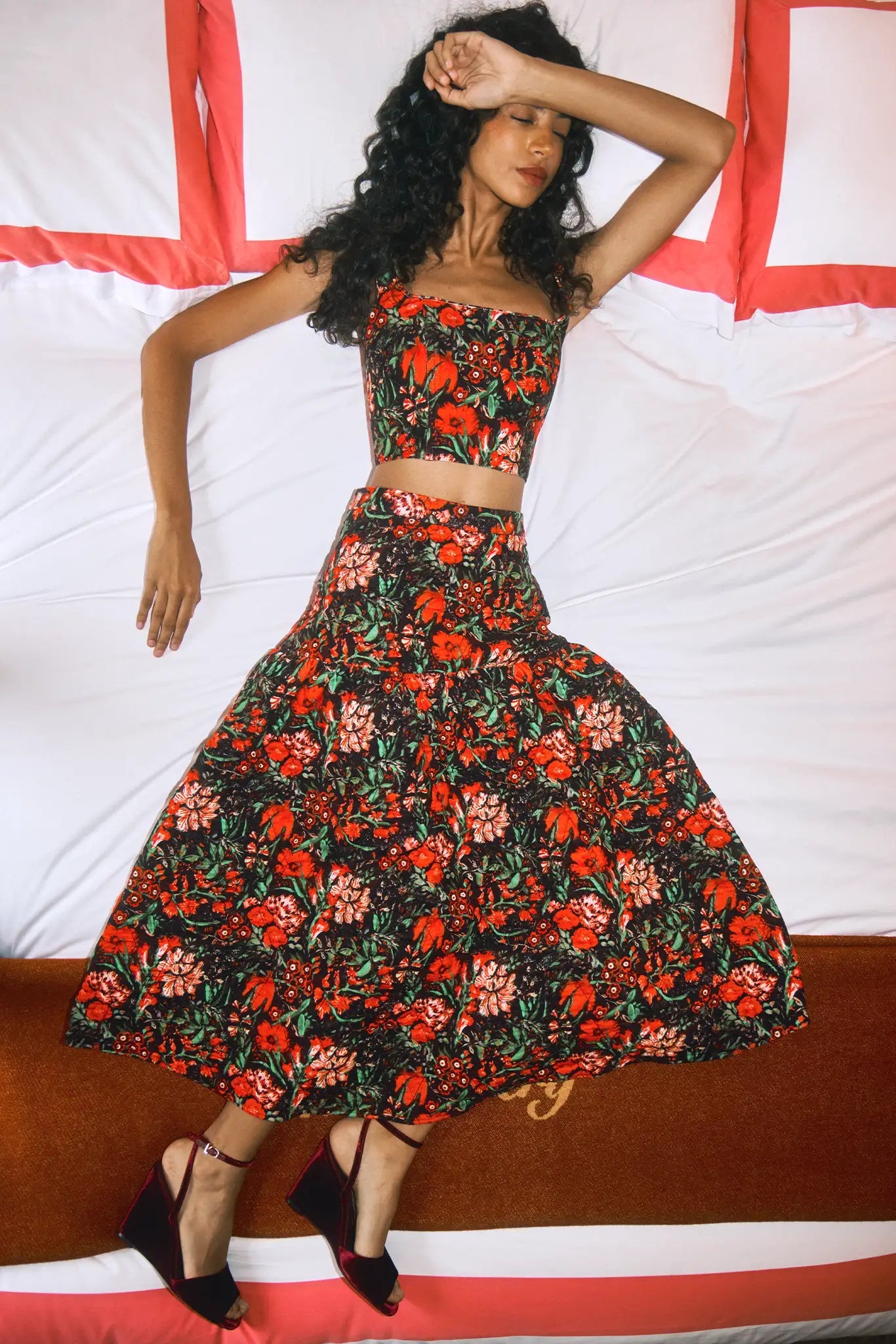 Remy Skirt in Holiday Floral by Hunter Bell