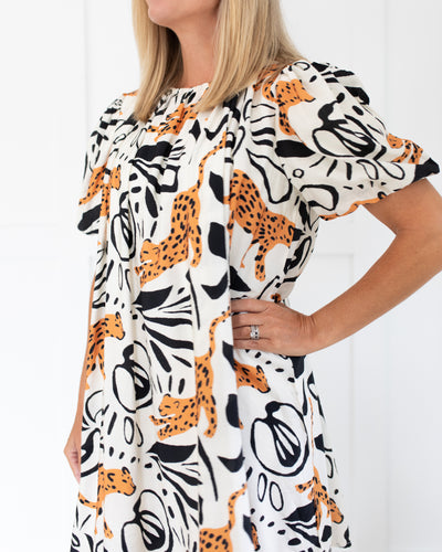 Leopard Print Round Neck Mini Dress