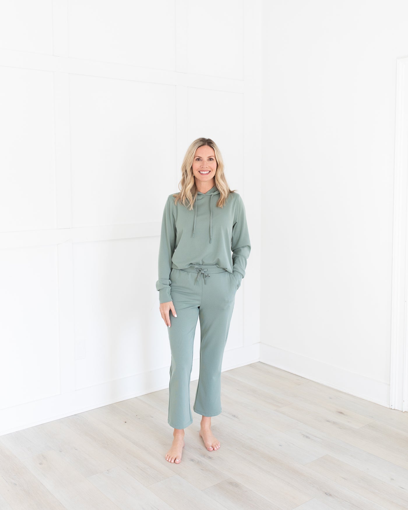 Green Ribbed Hoodie/Pants Set