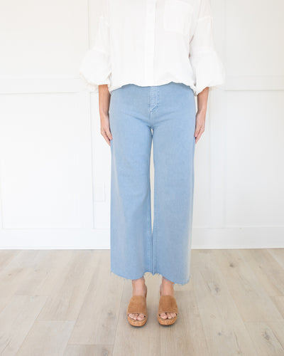 Penny High Rise Wide Leg Crop in Frost Blue