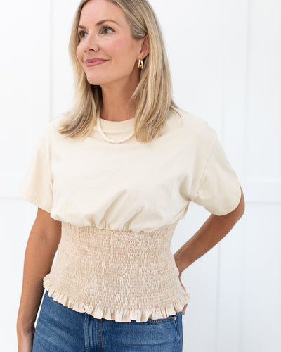 Neutral Top With Shirring