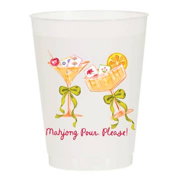 Mahjong Pour, Please! Full Color Frosted Cups