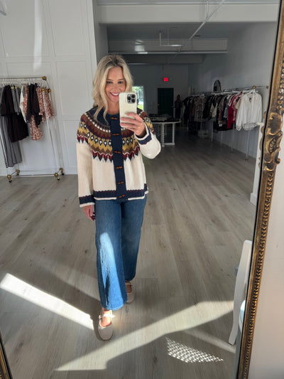 Navy, Mustard and Ivory Fair Isle Cardigan