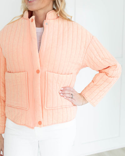 Quilted Jacket in Coral