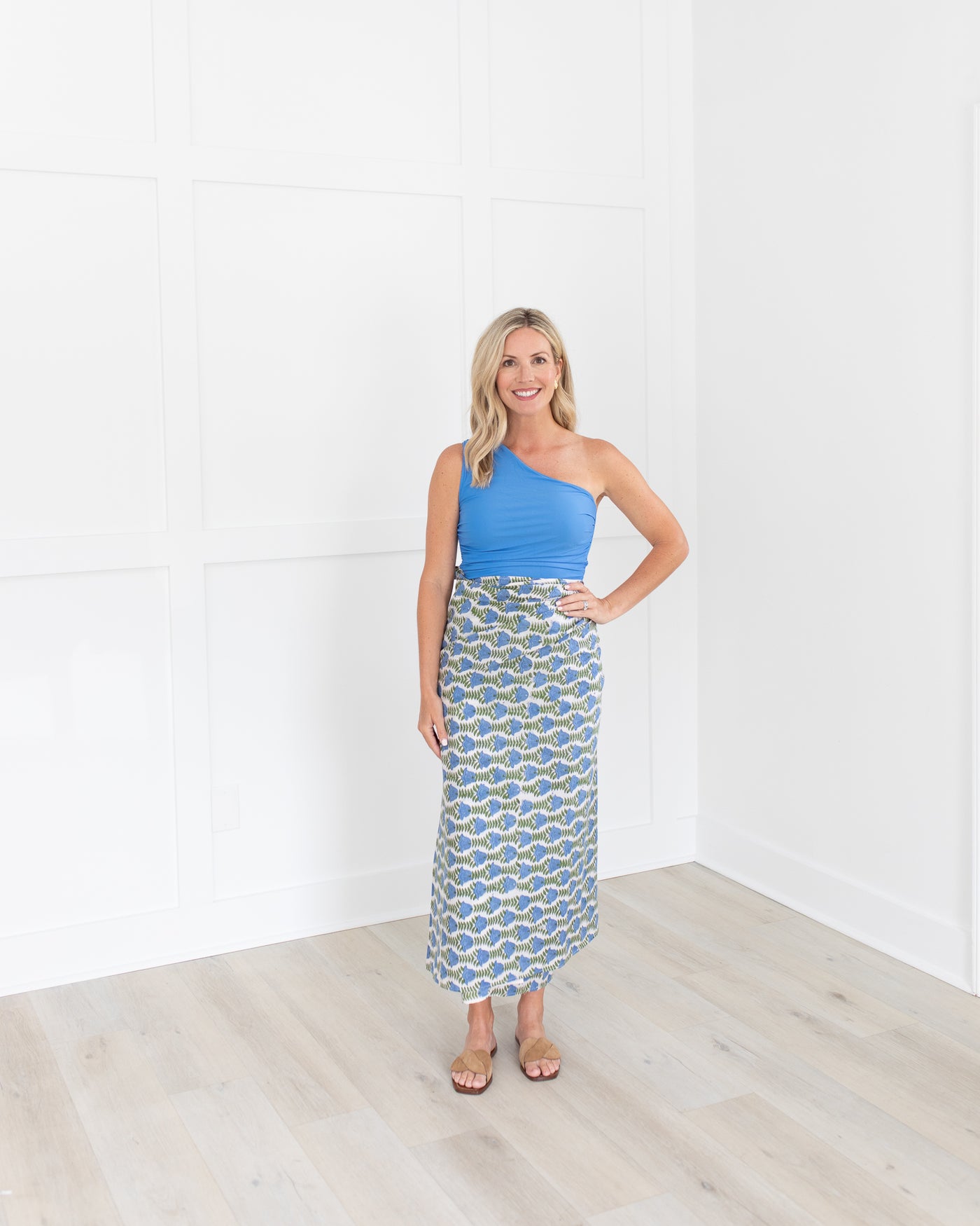 St. Teresa Sarong in Blue Green Floral