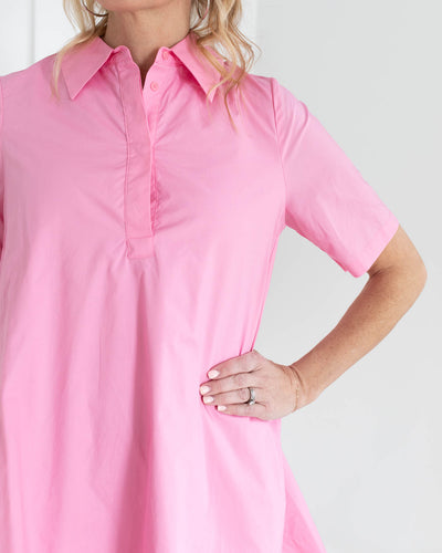 Pink A-line Shirt Dress