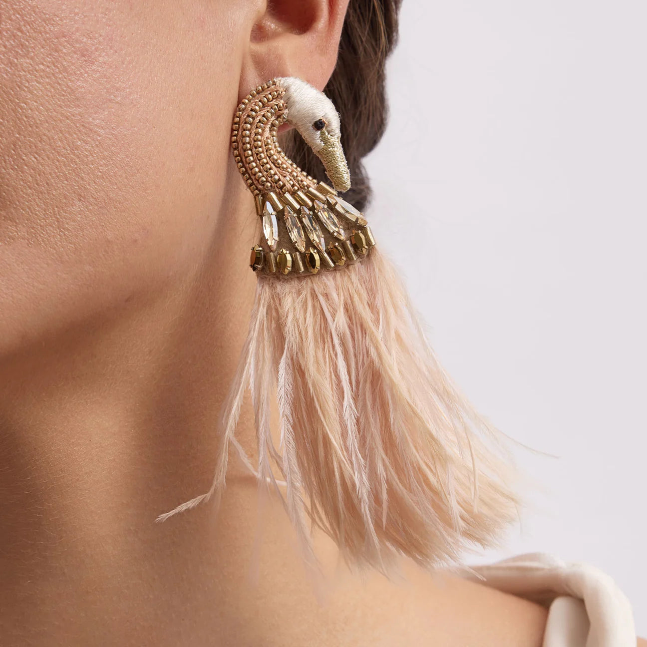 Champagne Swan Earrings