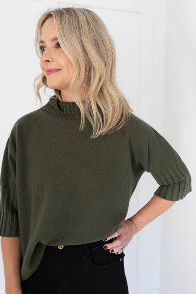 Olive Mock Neck Sweater