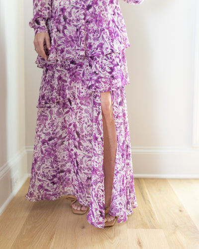 Purple Floral Tiered Maxi Dress