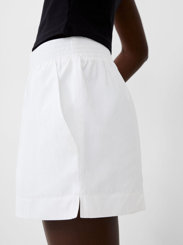 White Cropped Poplin Shirt and Shorts Set