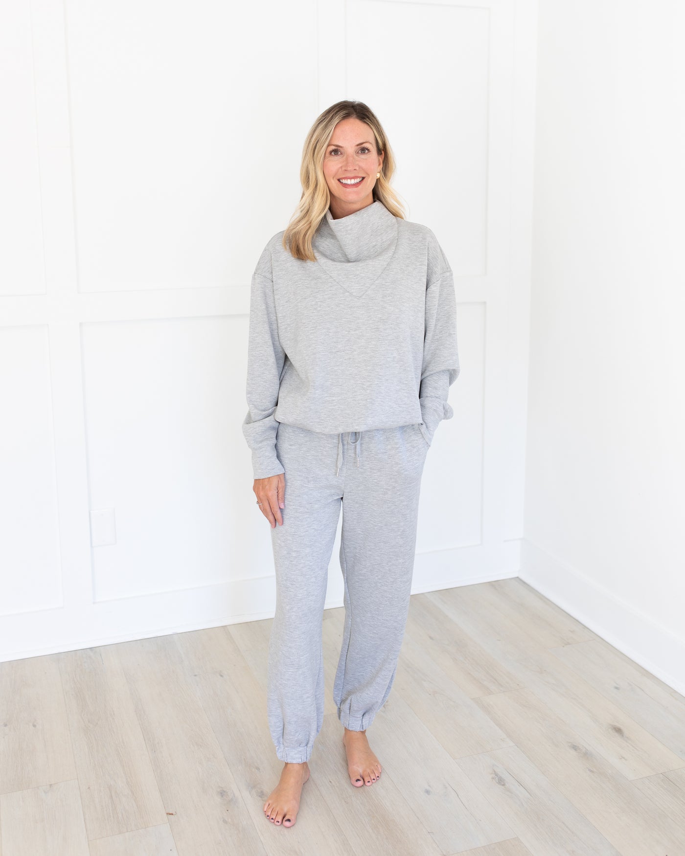 Grey Cowl Neck Sweatshirt  and Jogger Set