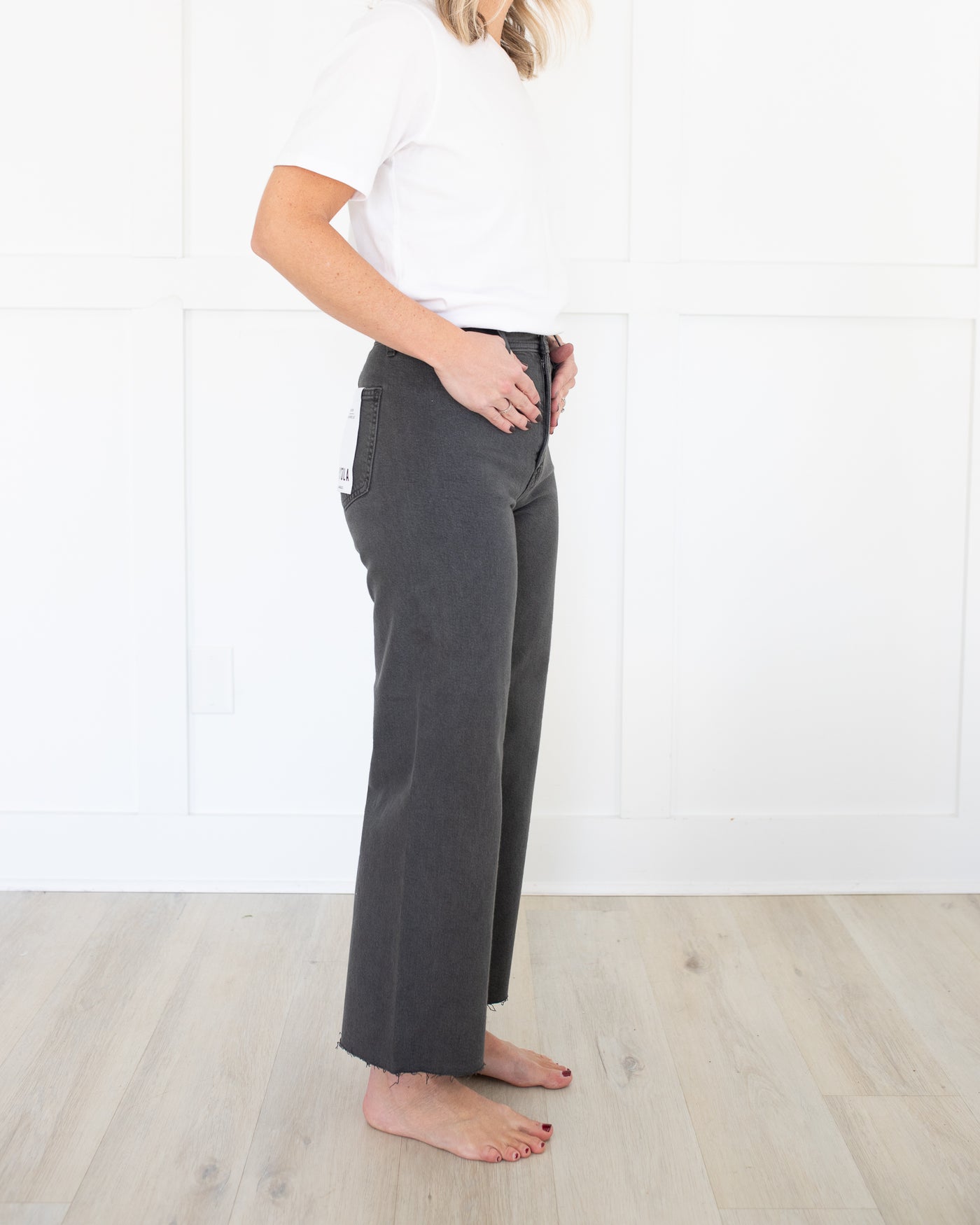 Penny Crop High Rise Wide Leg in Antique Graphite by PISTOLA