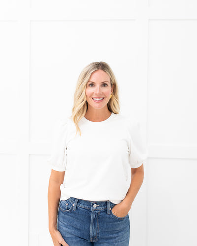 White Puff Sleeve Sweatshirt
