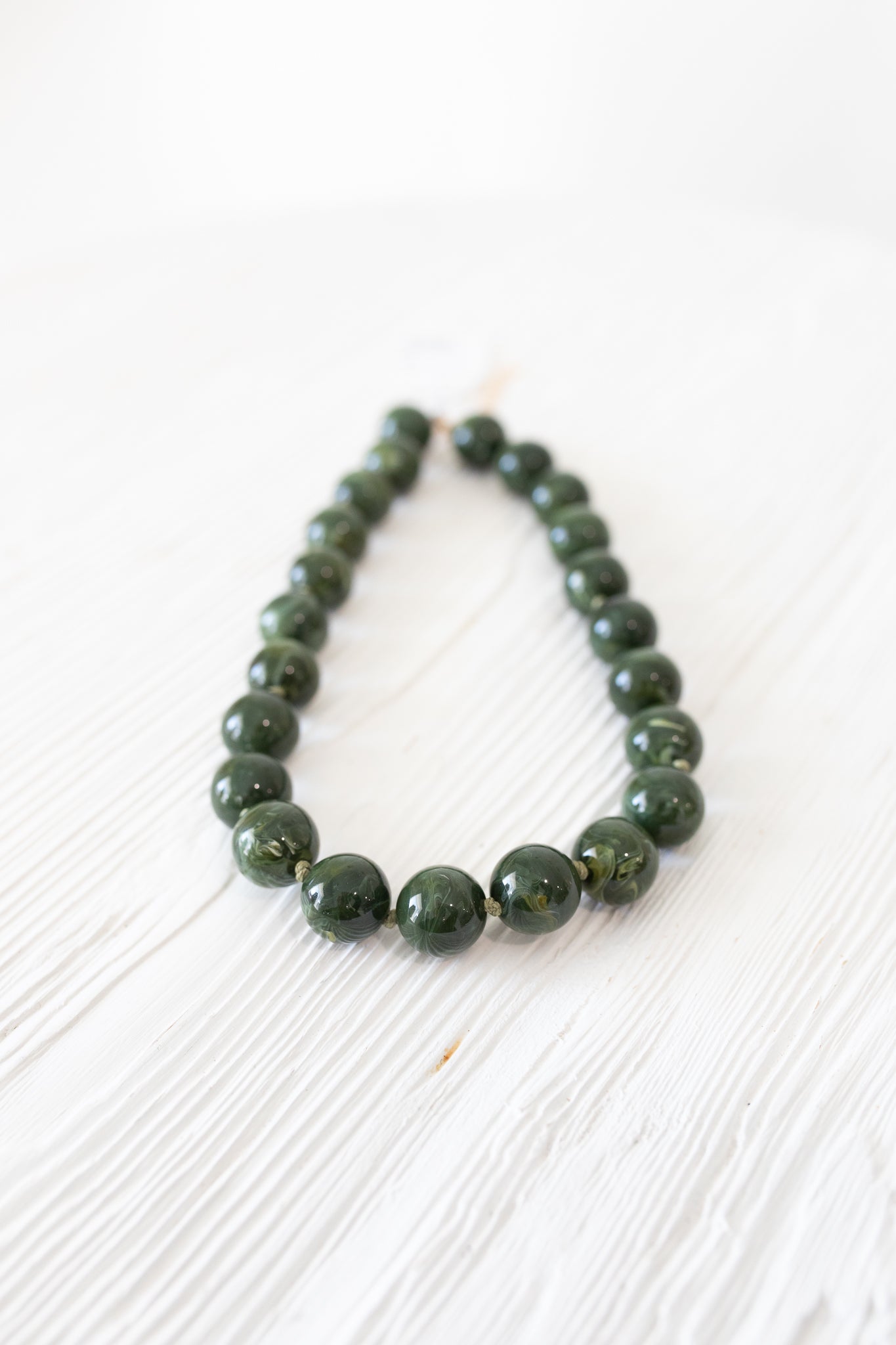Emerald Green Chunky Round Beaded Necklace