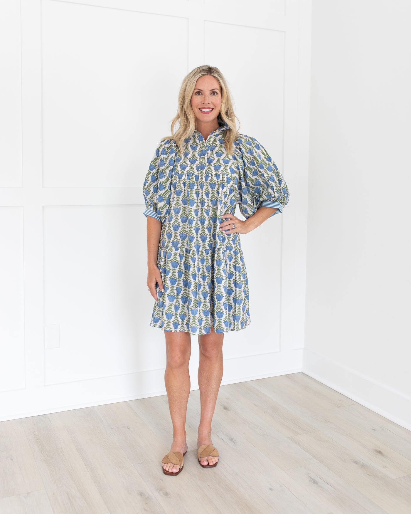 Blakely Dress in Blue Green Floral