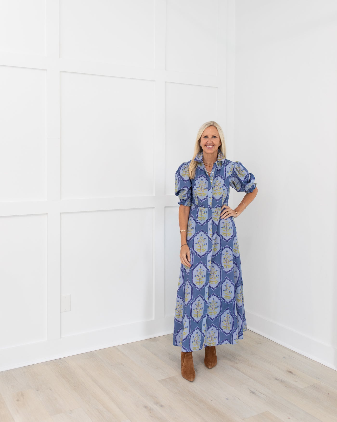 Rosie Shirtdress in Dusty Trellis