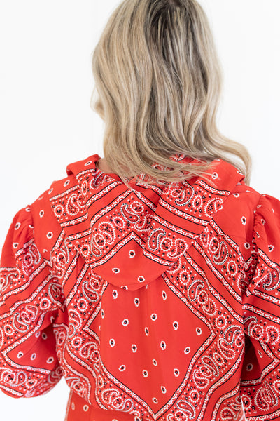 Frances Blouse in Aces Wild Red by Hunter Bell