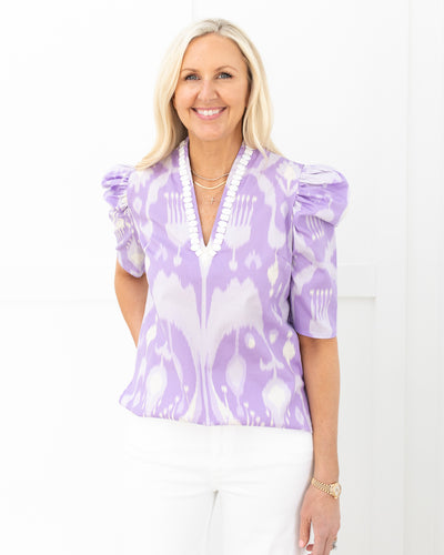 Natalie Blouse in Wisteria Ikat by SHERIDAN FRENCH