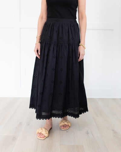 Black Eyelet Maxi Skirt