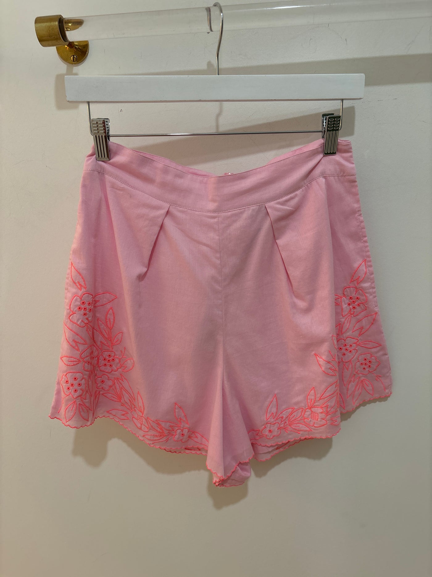 Pink/Neon Pink Wide Hem Shorts by JULIET DUNN