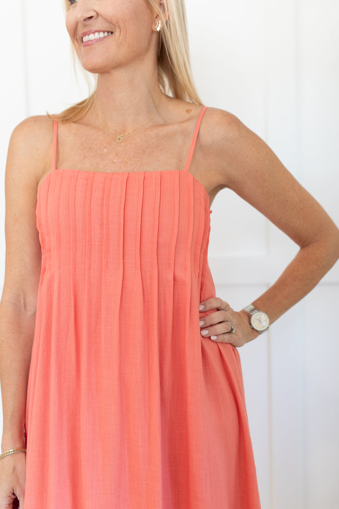 pleated coral maxi dress Seeking Champagne Pleated Maxi Dress In Coral