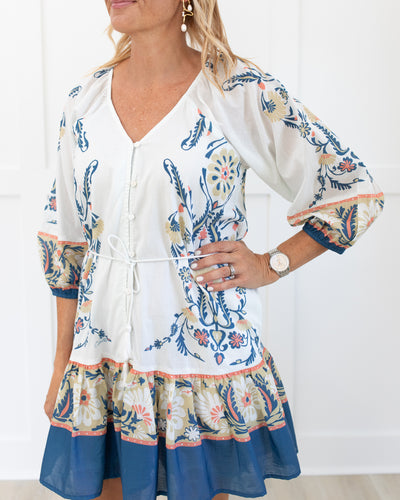 Thora Mini Dress in Monaco Print