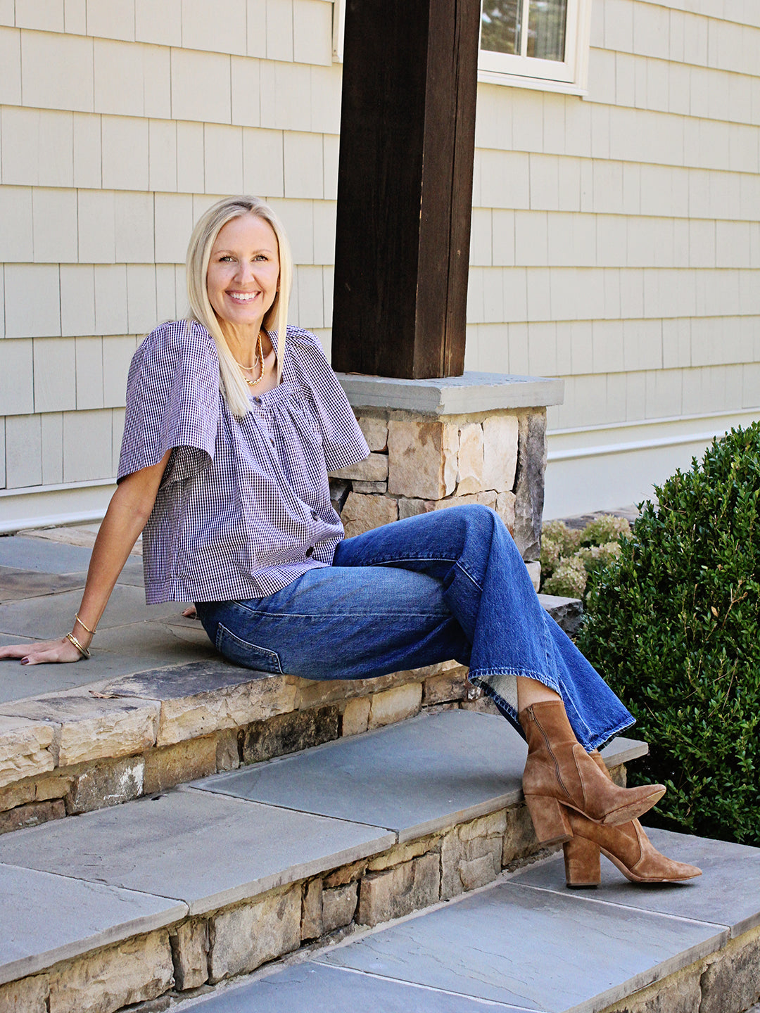 Handley Top in Chocolate Gingham