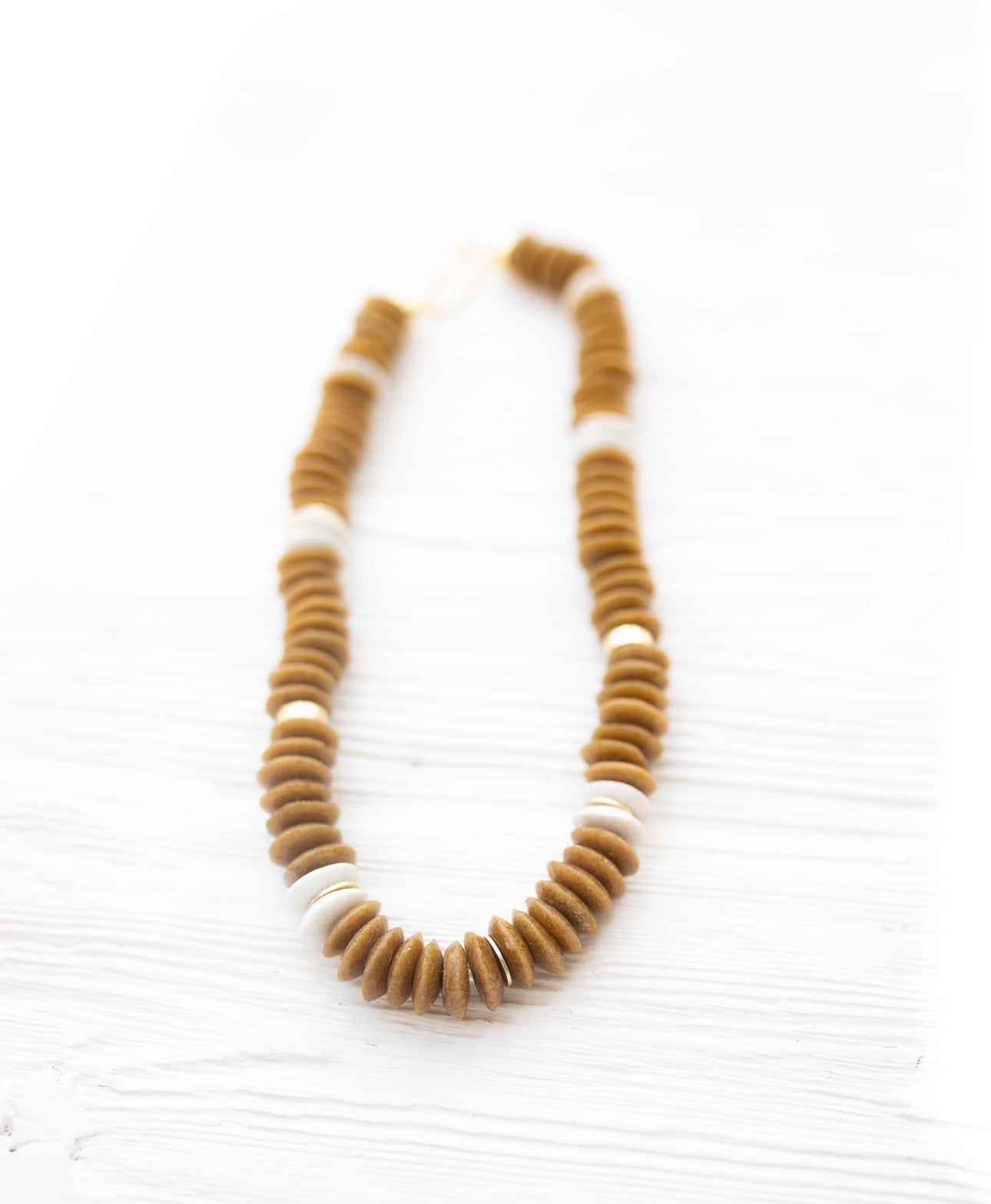 Brown and Ivory Disc Stone Necklace