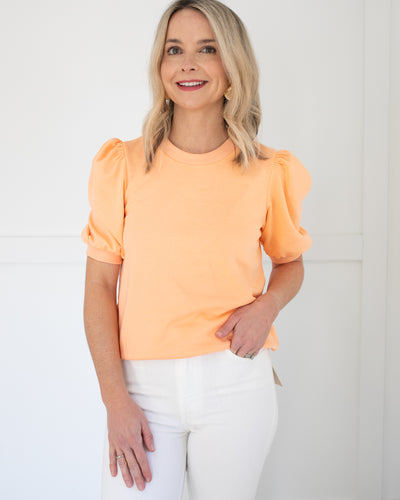 Peach Short Sleeve Puff Sweatshirt