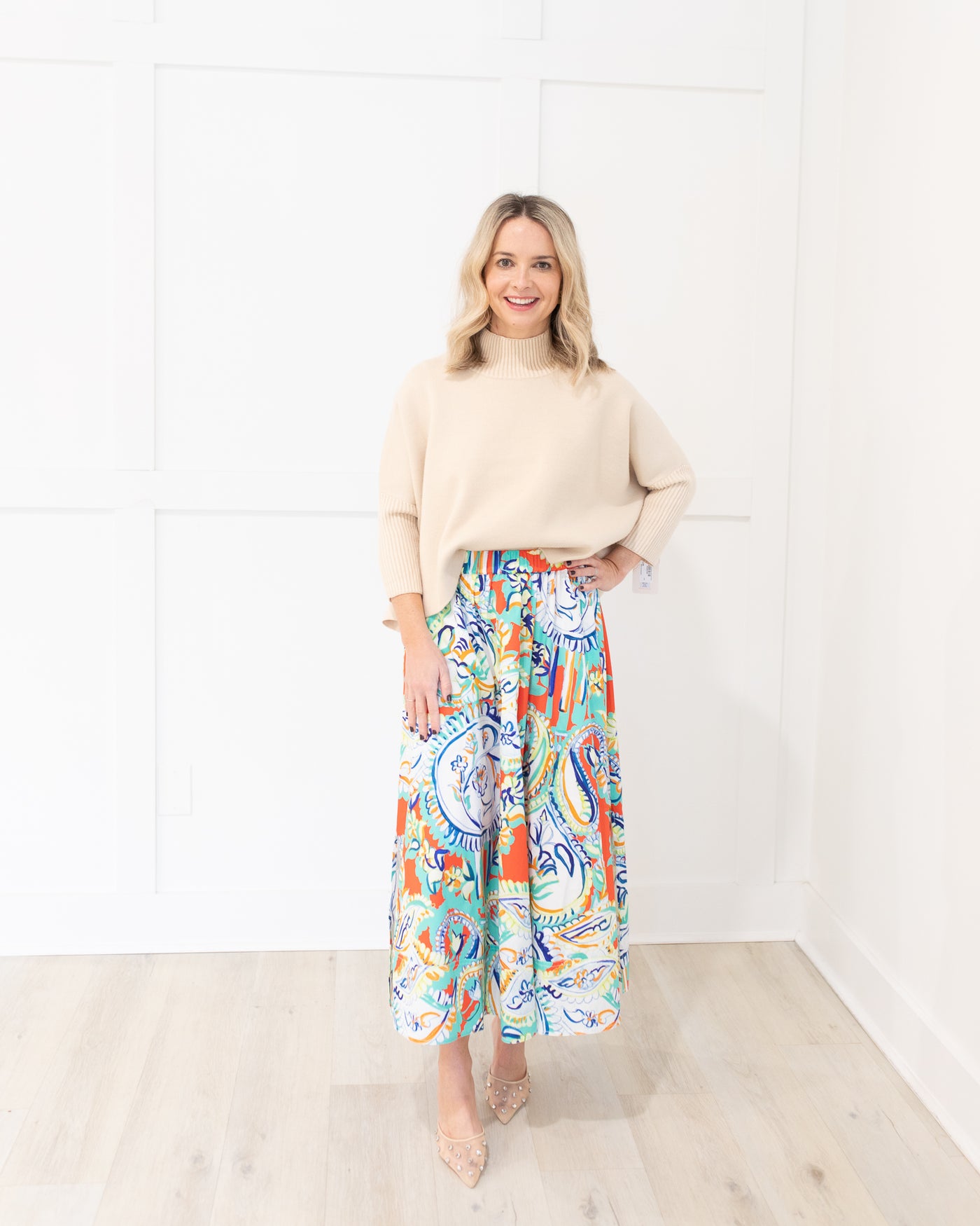 Tatum Midi Skirt in Amalfi Tiles by HUNTER BELL