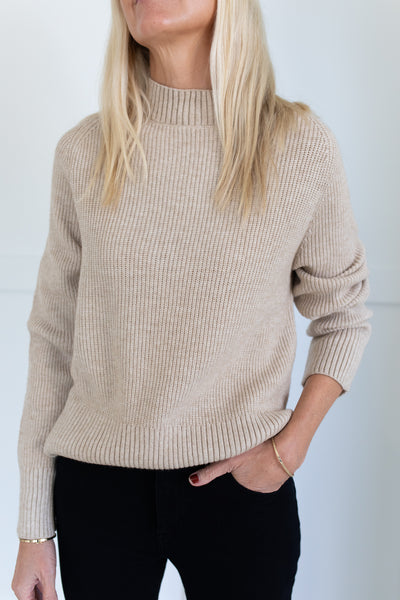 Oatmeal Soft Sweater with Side Slits