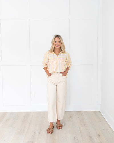 Pink and Yellow Aztec Blouse Ophelia