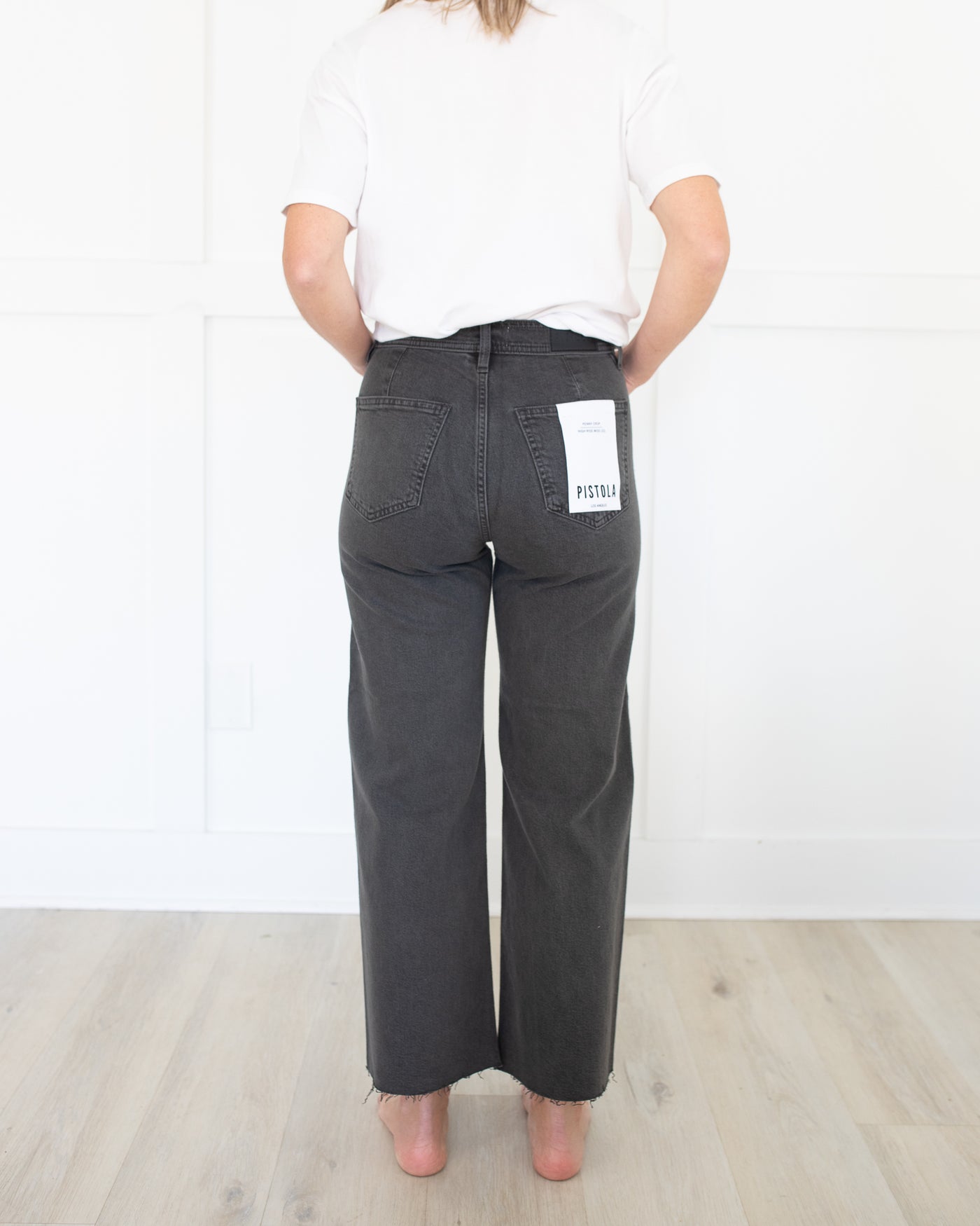 Penny Crop High Rise Wide Leg in Antique Graphite by PISTOLA