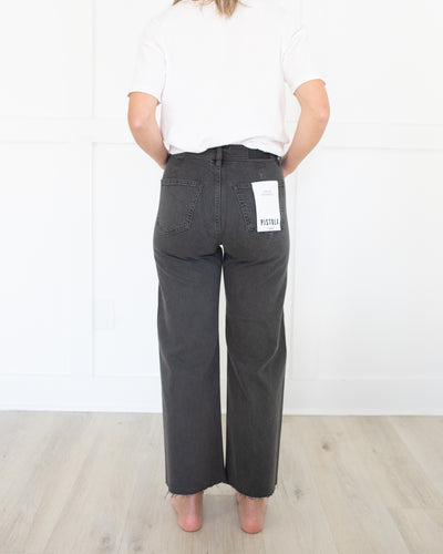 Penny Crop High Rise Wide Leg in Antique Graphite by PISTOLA