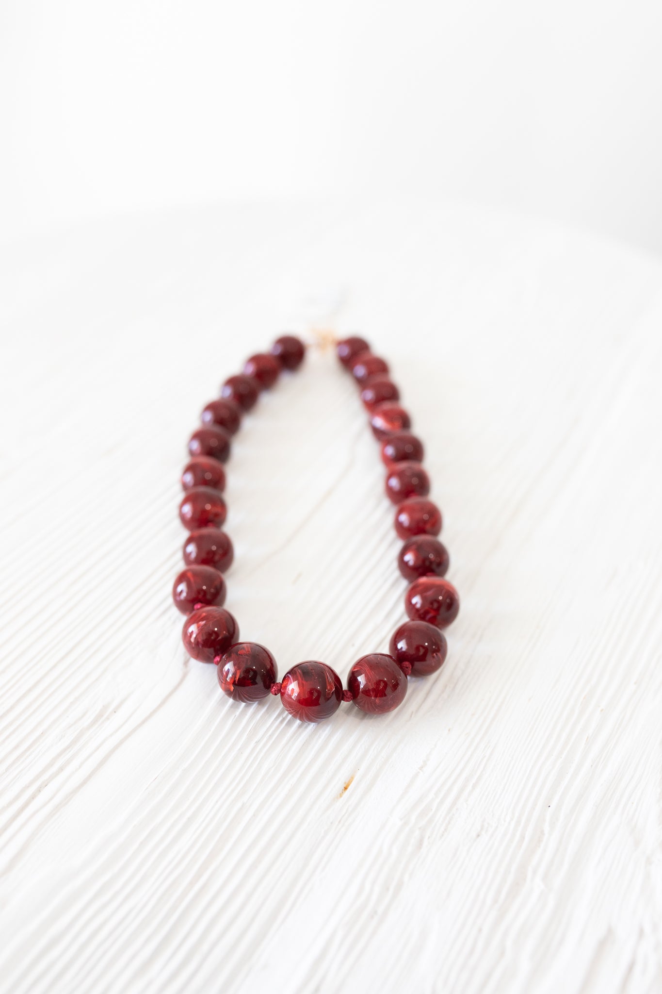 Maroon Chunky Round Beaded Necklace
