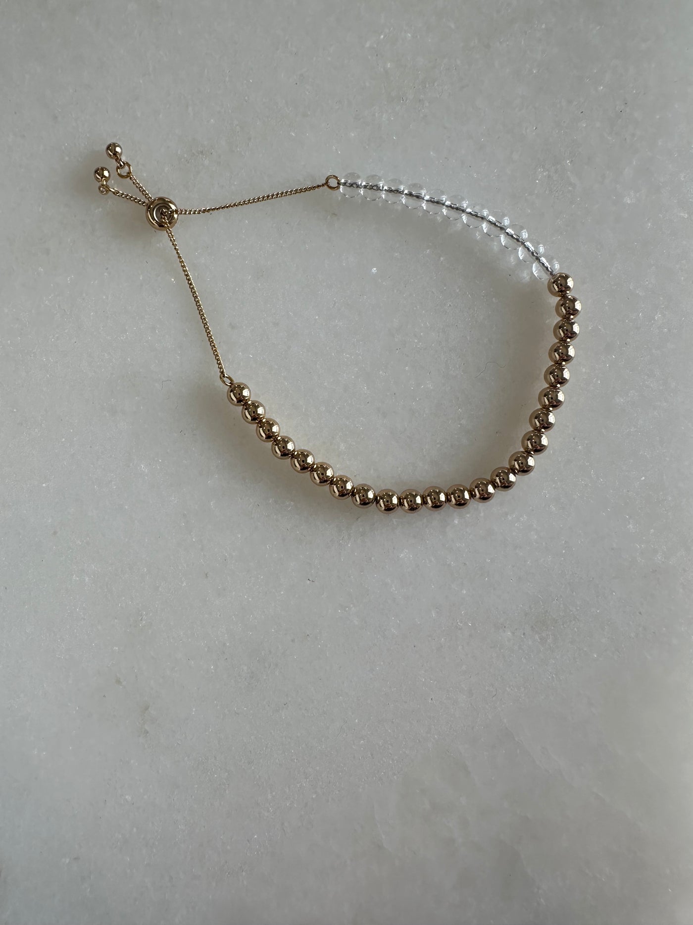Gold and Clear Bead Choker Bracelet
