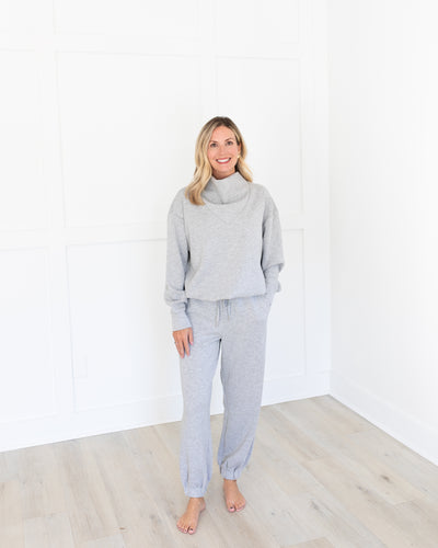 Grey Cowl Neck Sweatshirt  and Jogger Set