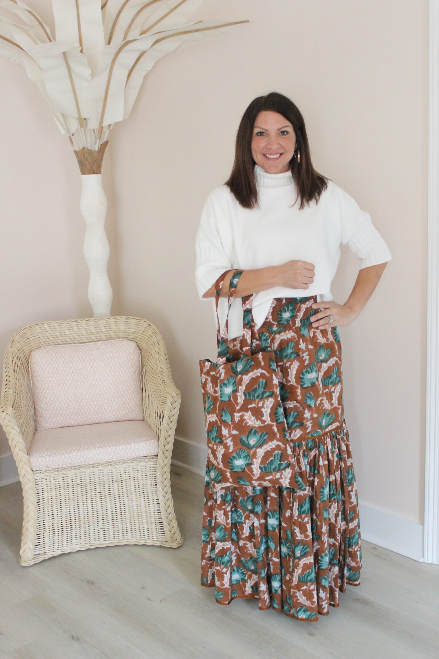 Devere Skirt in Large Brown Floral