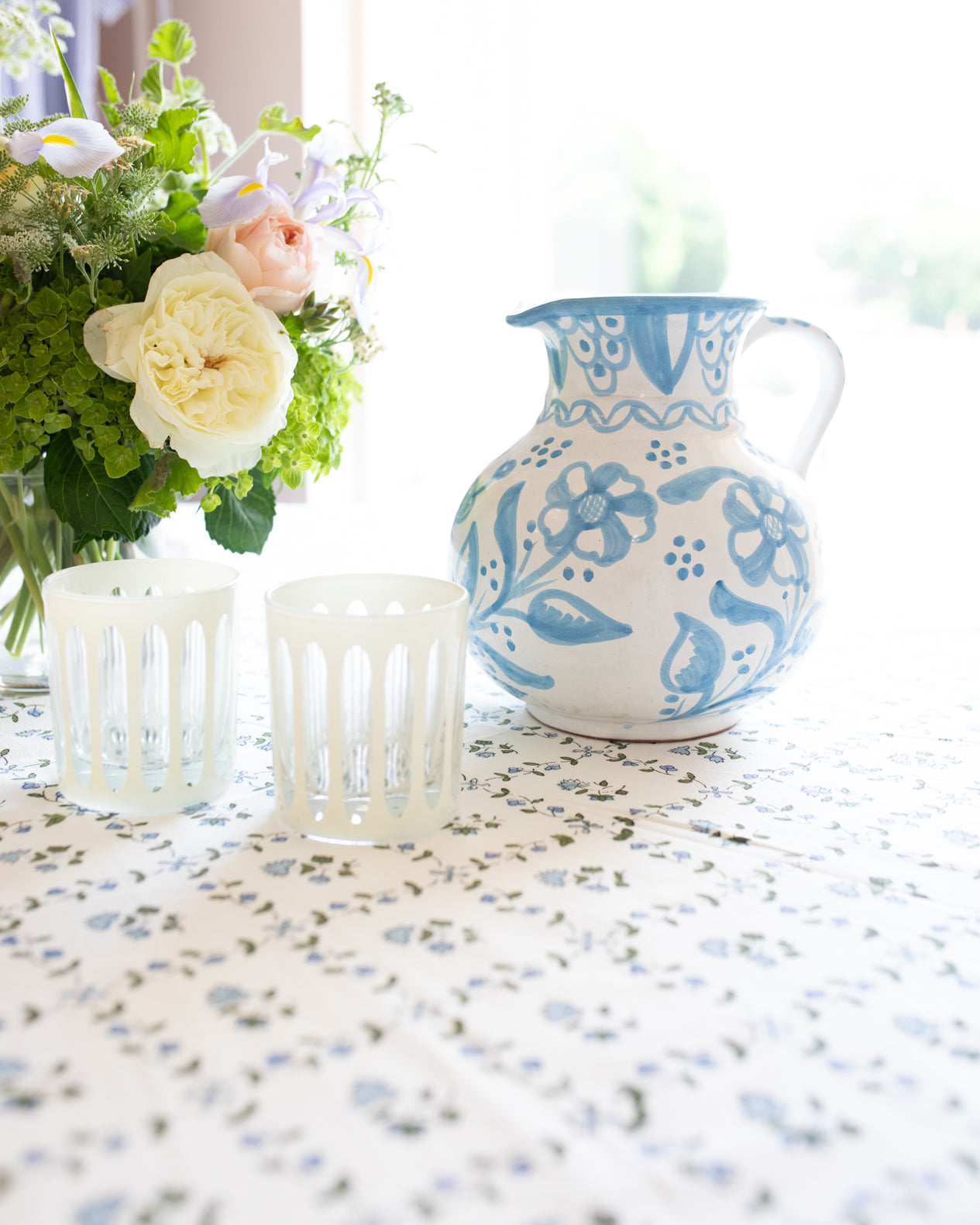 Handpainted 9" Floral Garden Pitchers