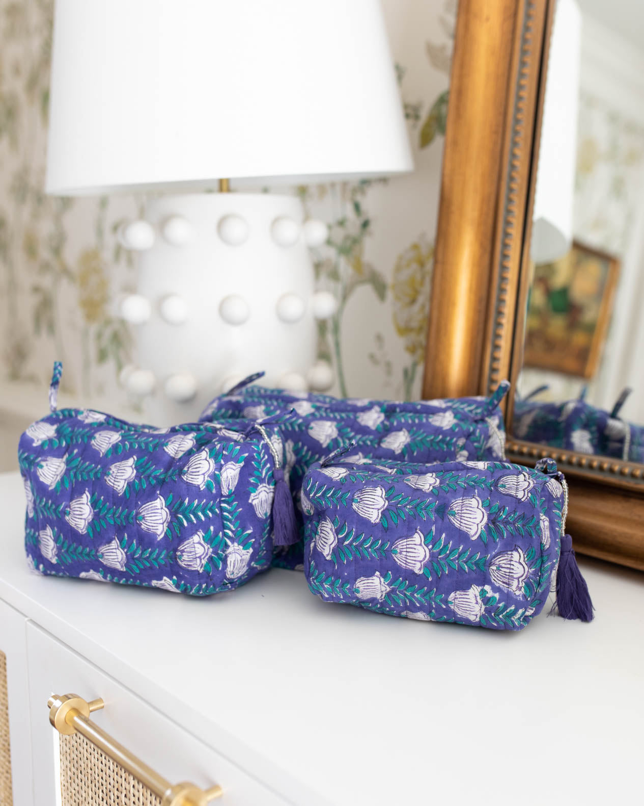 Willow Park Purple Floral Cosmetic Bags - Set of Three