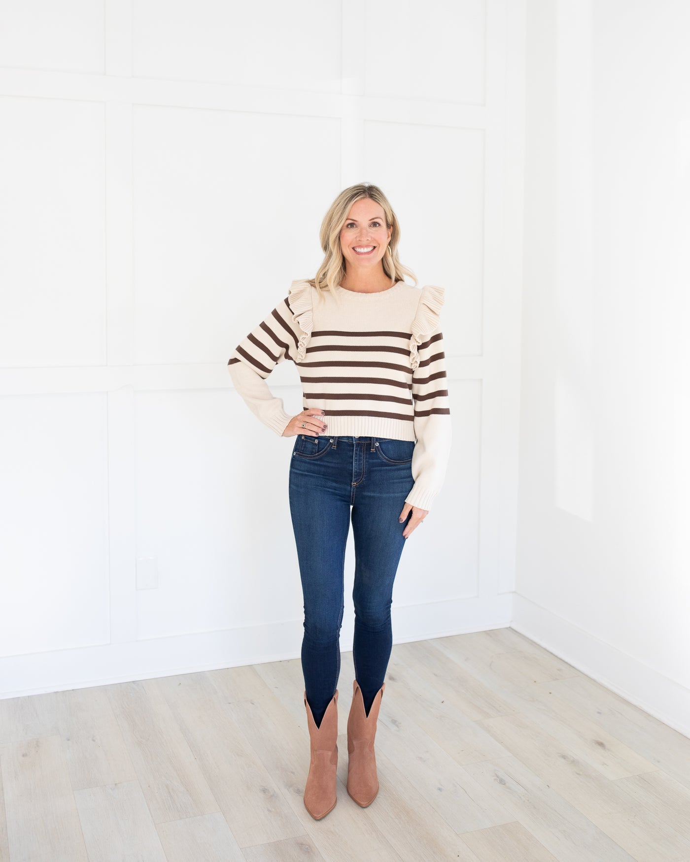 Blair Sweater Cream and Brown Stripe