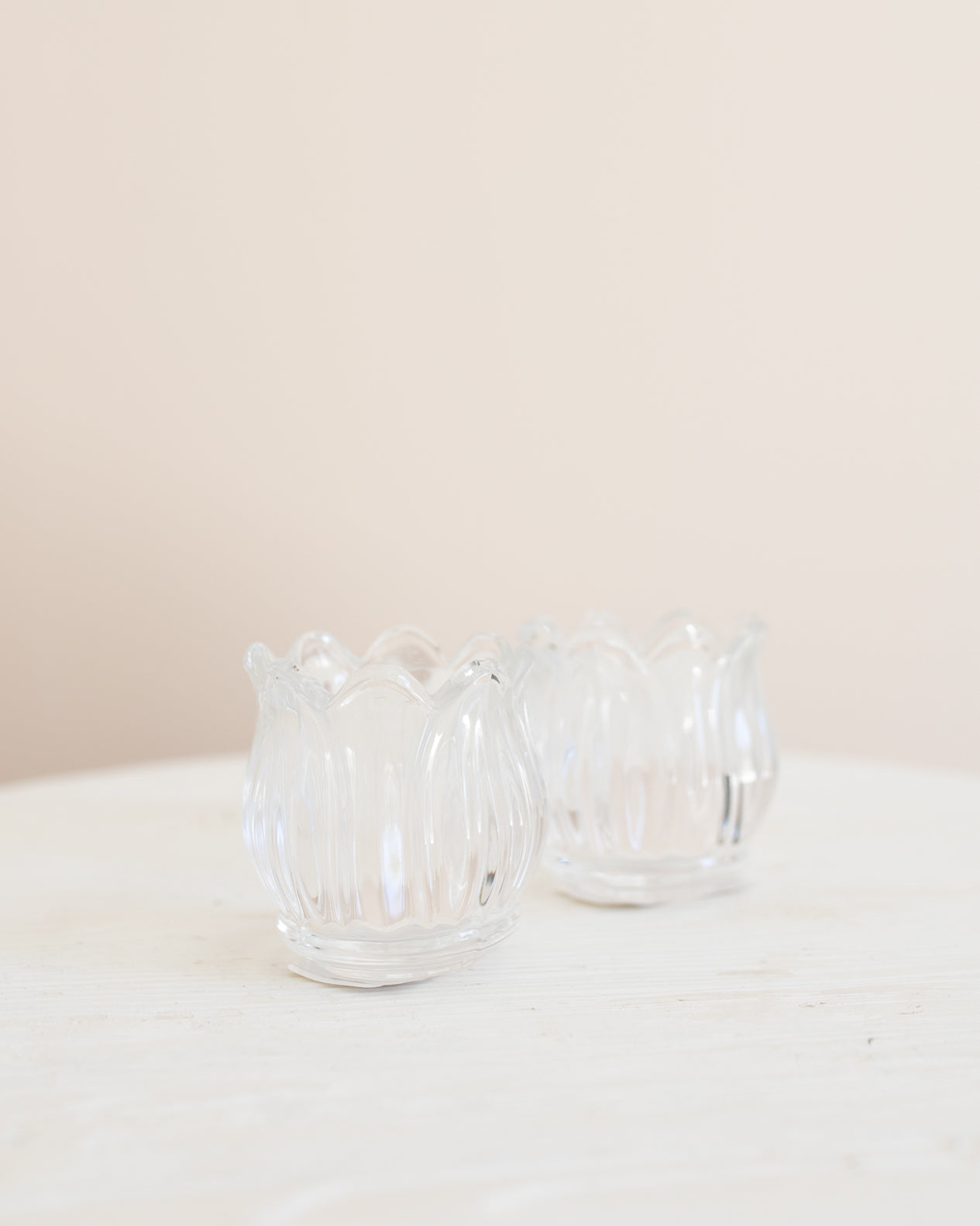 Clear Tulip Glass Votive 3" - Set of 2