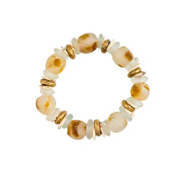 Glass Bead Bracelet in Camel