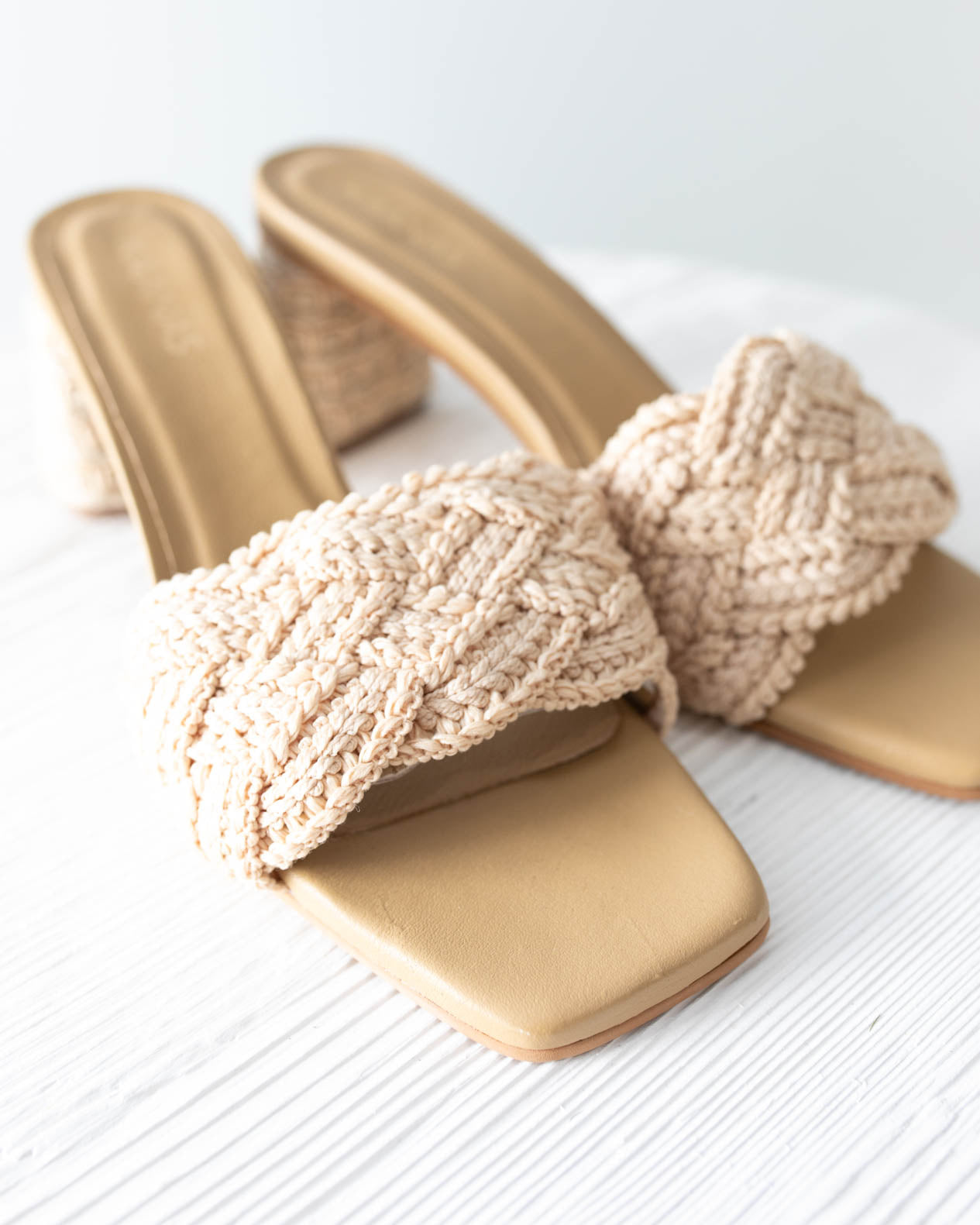 Calliope Chunky Braided Yute Wrapped Heel in Natural