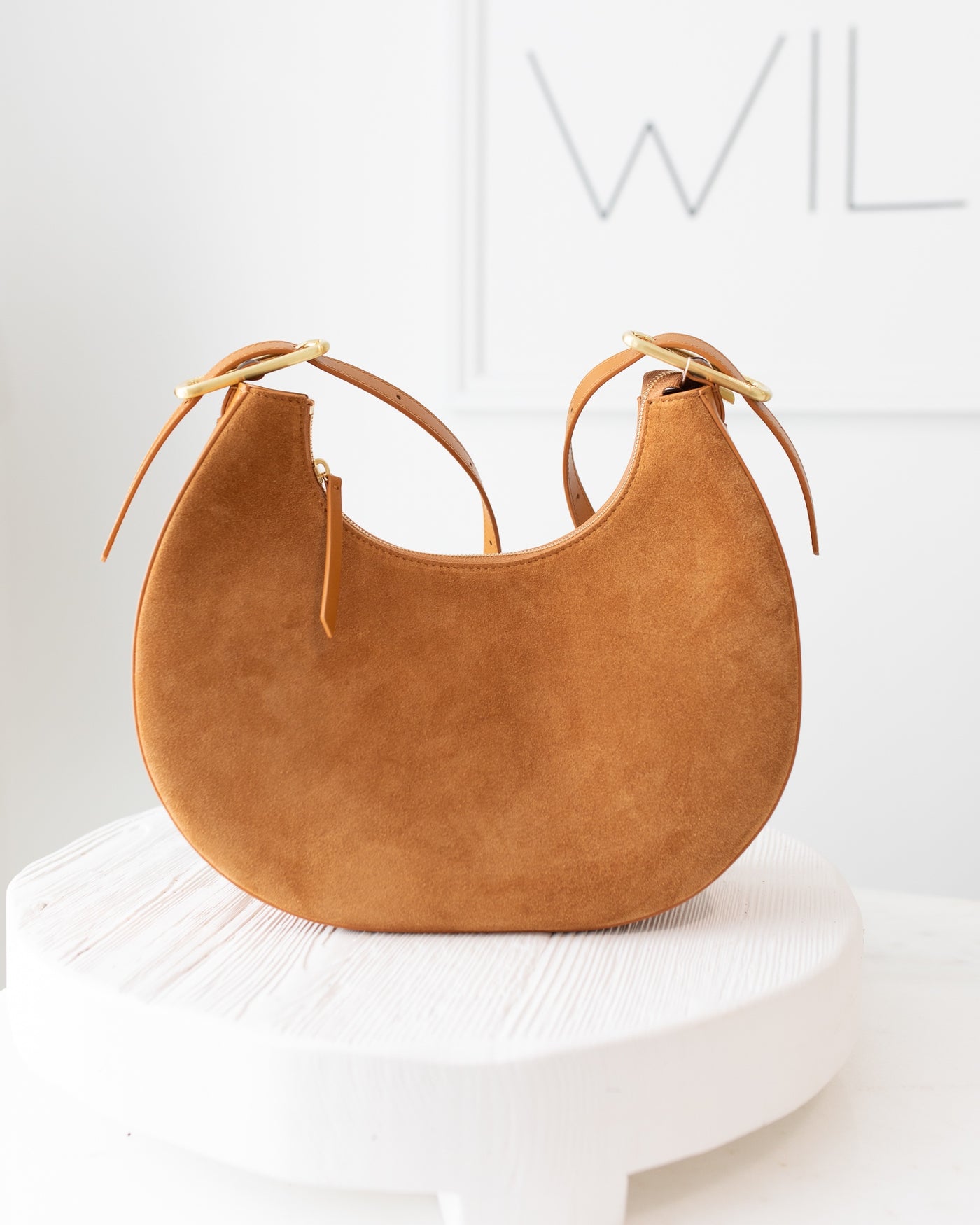 Walnut Brown Half Moon Sueded Bag