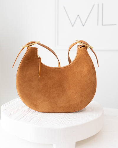 Walnut Brown Half Moon Sueded Bag