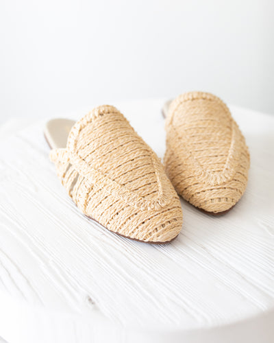 Faya Woven Raffia Mule in Natural by Kaanas