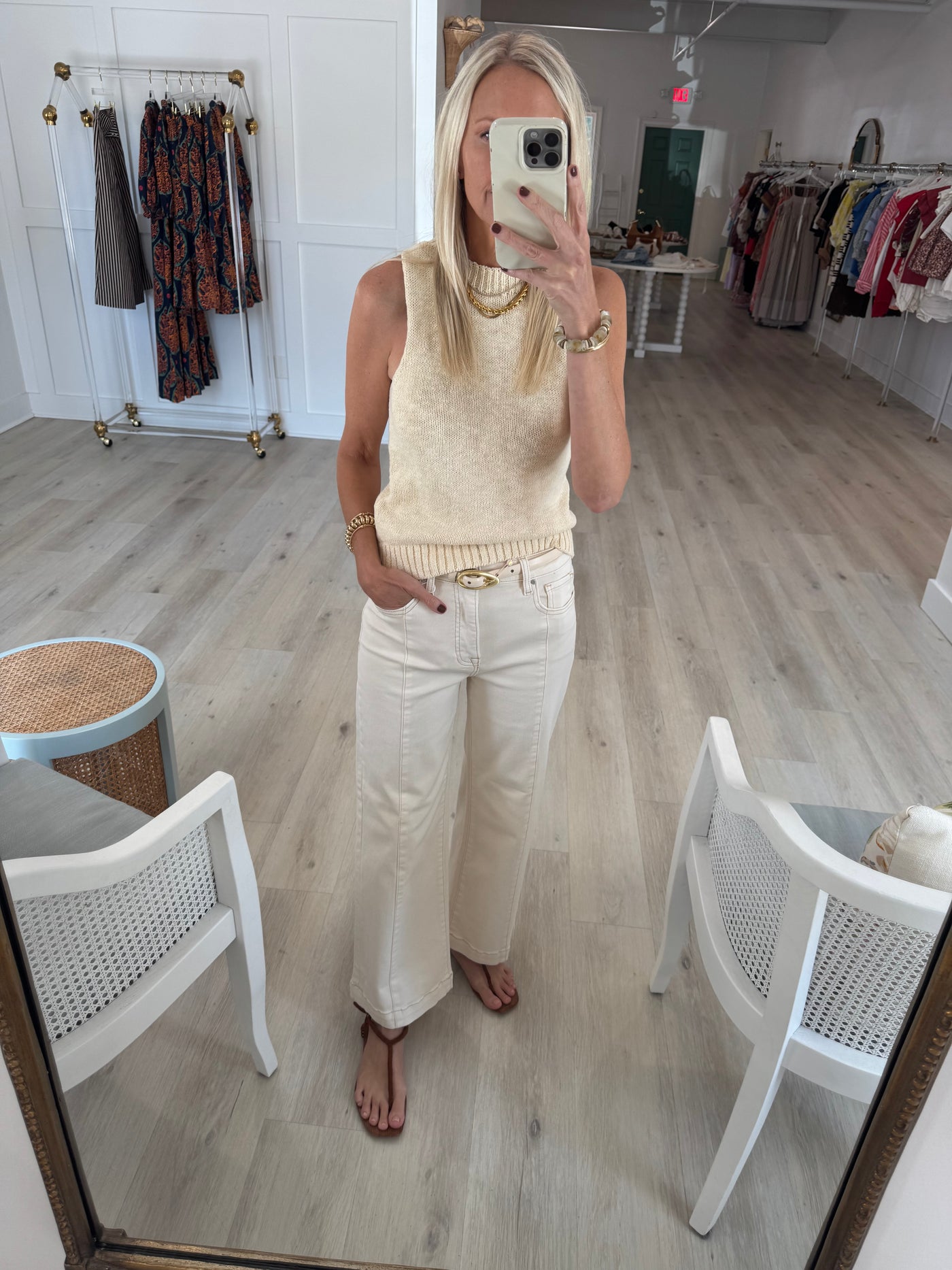Ivory High Rise Crop Wide Leg Jeans