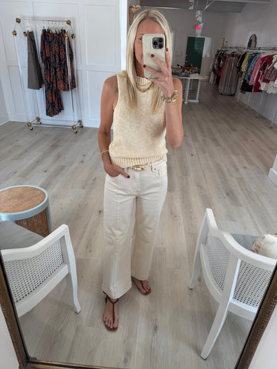 Ivory High Rise Crop Wide Leg Jeans